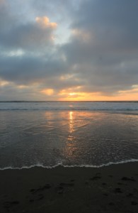 Pôr do sol na praia perto do Golden Gate Park em San Francisco (Natália Cagnani)