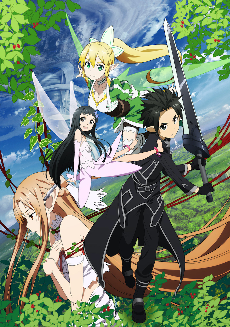Sword Art Online: Asuna, Yui, Leafa e Kirito em Alo
