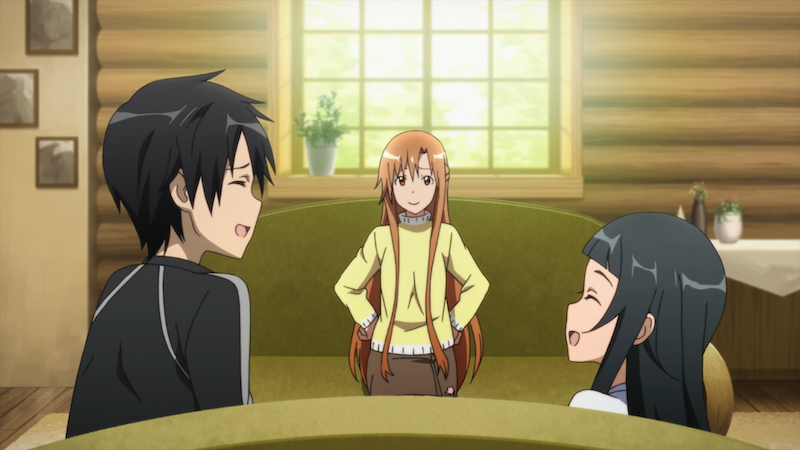 Sword Art Online: Kirito, Asuna e Yui em SAO