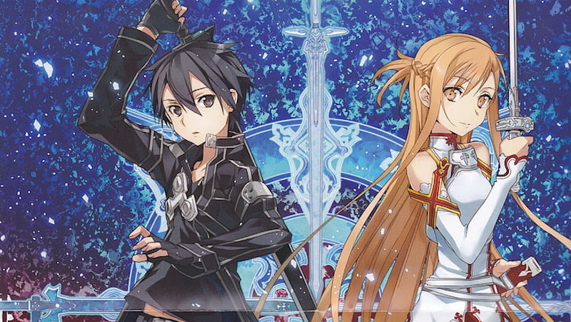 Sword Art Online: Kirito e Asuna em posição de combate