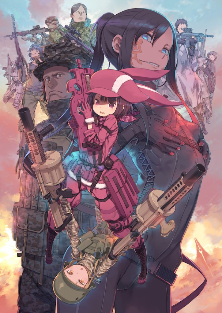 Pôster com personagens de Sword Art Online Alternative Gun Gale Online 