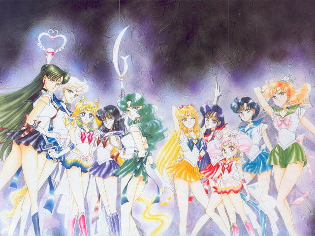 Outer e Inner Senshi em ilustração do mangá Sailor Moon