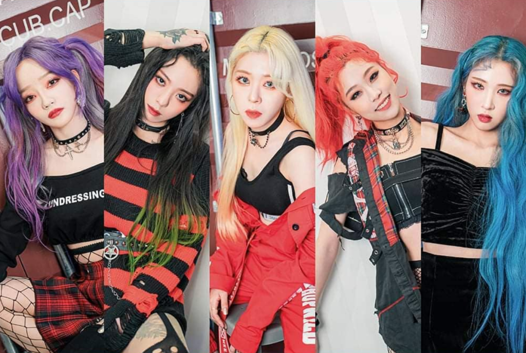 Banda de K-Rock Rolling Quartz com Yeongeun, Areum, Jayoung, Iree e Hyunjung