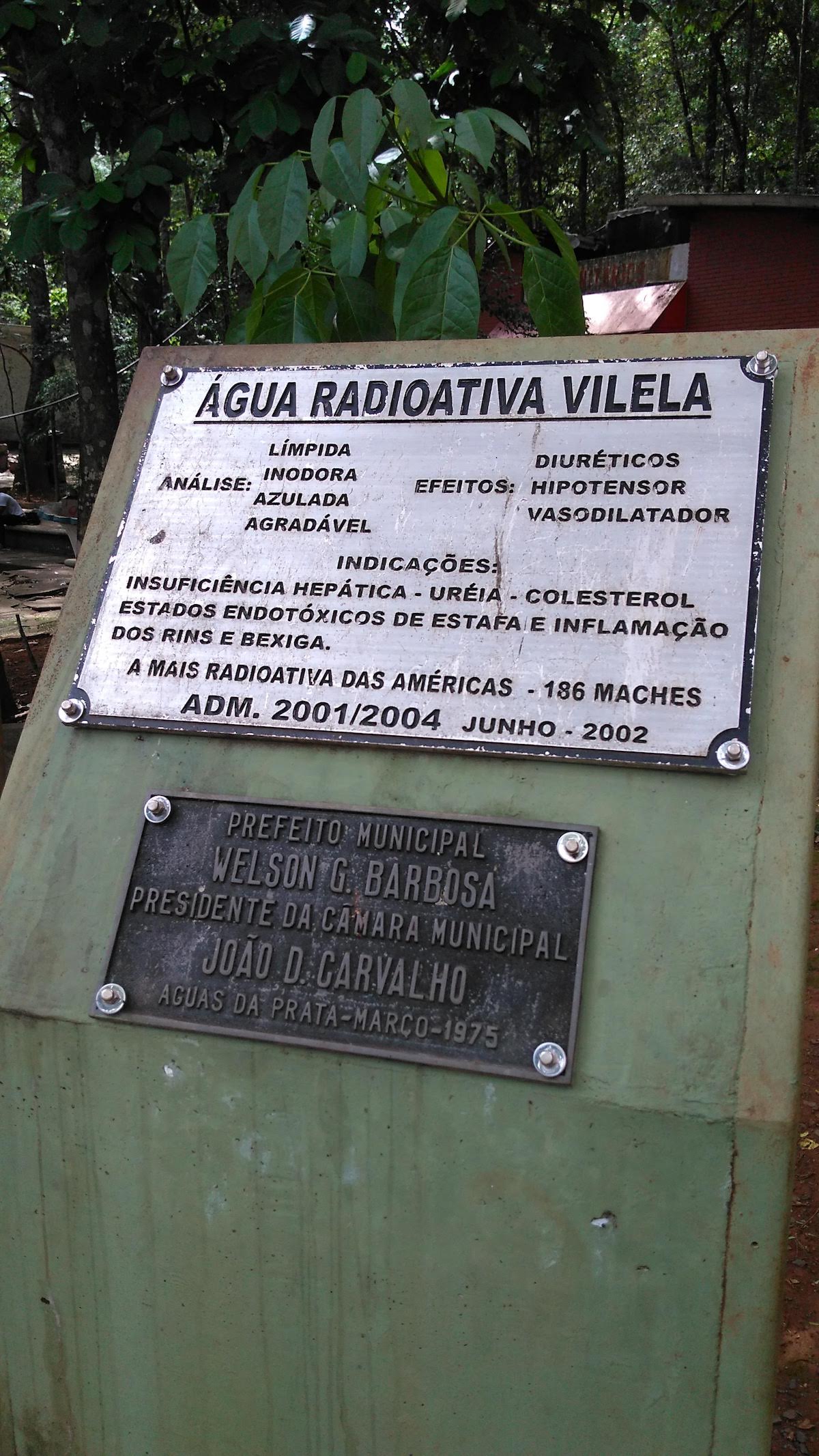 Água radioativa no Bosque em Águas da Prata (SP)
