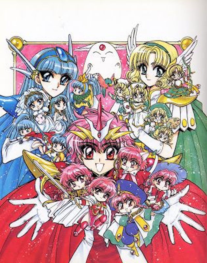 Mokona, Fuu, Umi e Hikaru em Guerreiras Mágicas de Rayearth