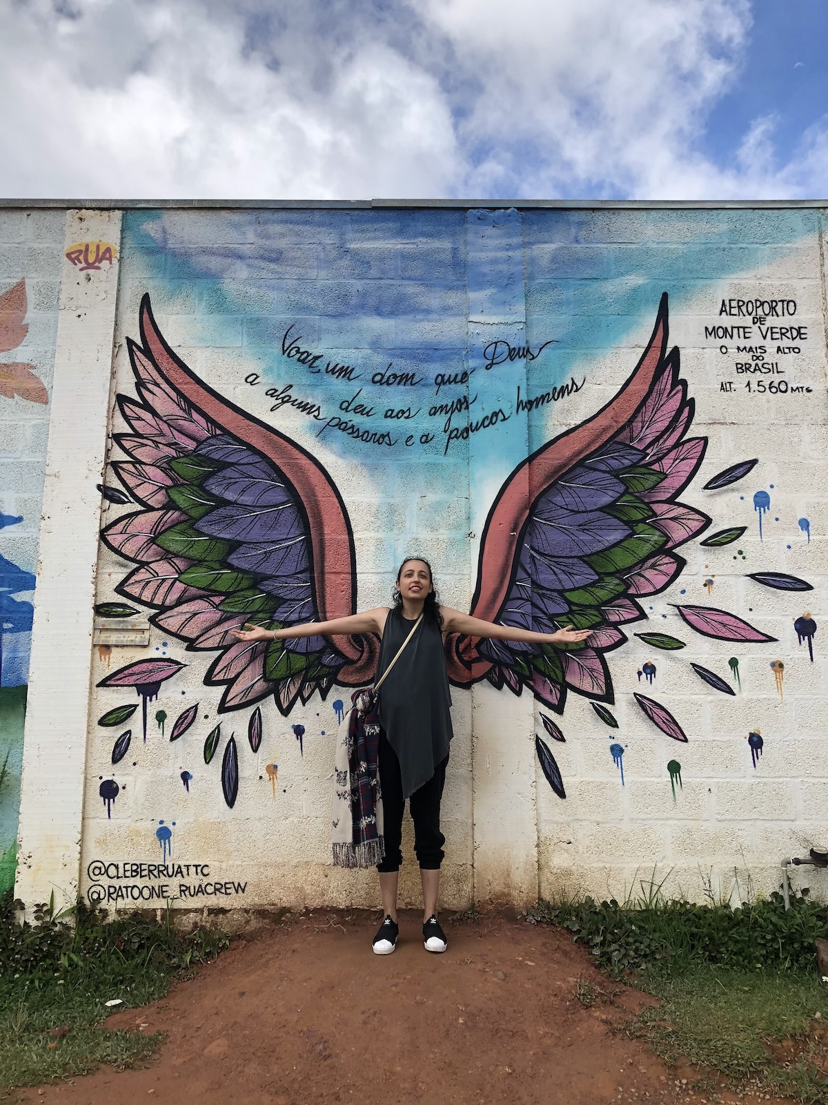 Grafite de asas no aeroporto mais alto do Brasil em Monte Verde