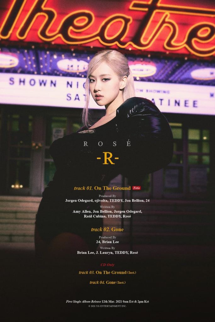 Tracklist do álbum solo de Rosé "On the Ground"