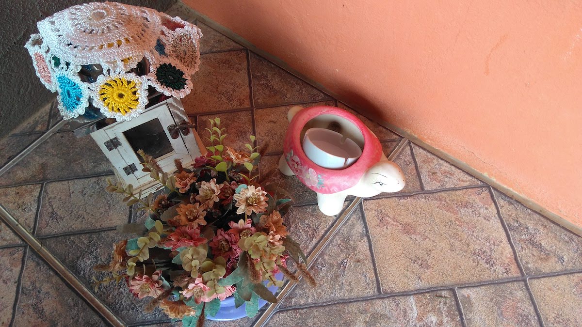 Vista do jardim em pousada no centro de Monte Verde