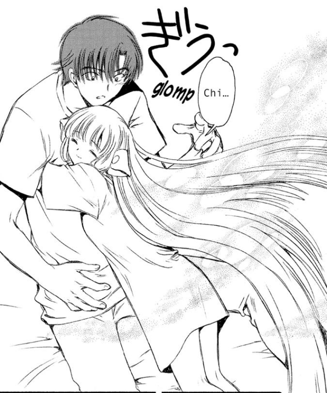 Ilustração de Chii e Hideki do mangá Chobits