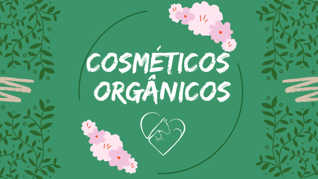 Ilustração verde com flores para representar os cosméticos orgânicos