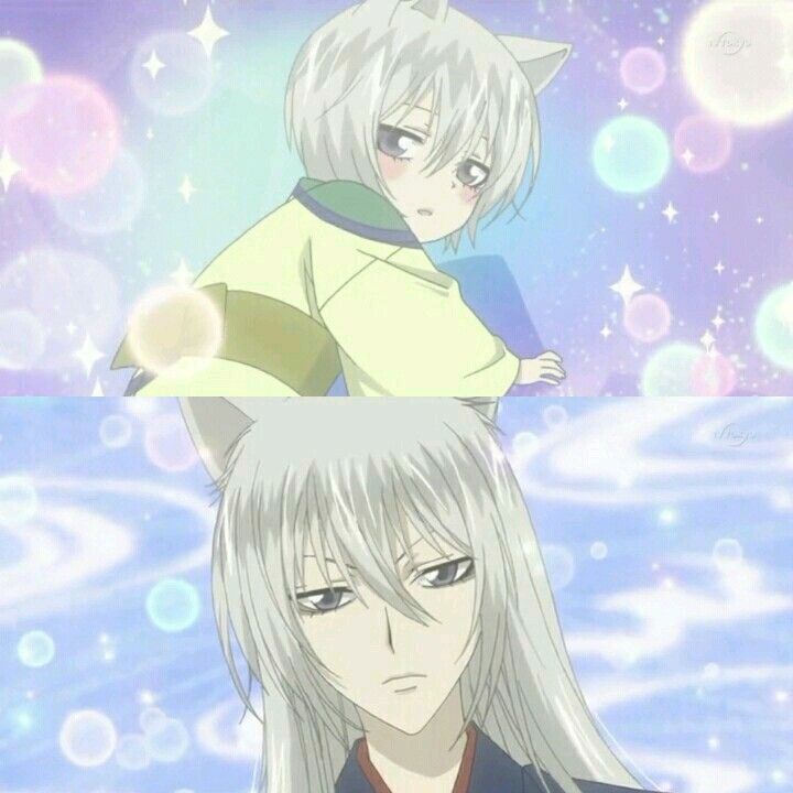 Tomoe pequeno e adulto em Kamisama Hajimemashita