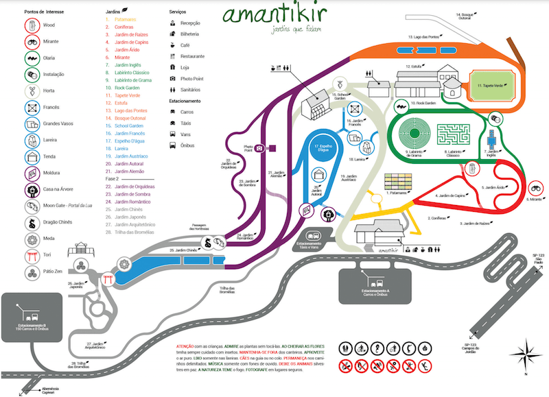Mapa do Parque Amantikir em Campos do Jordão