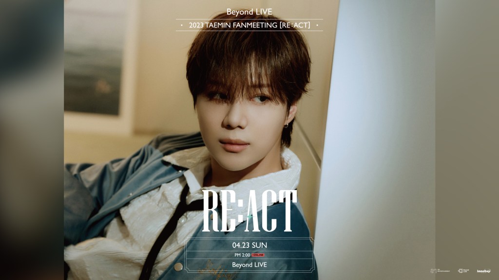 Pôster com Taemin para divulgar primeiro fanmeetinf RE:ACT após alistamento militar