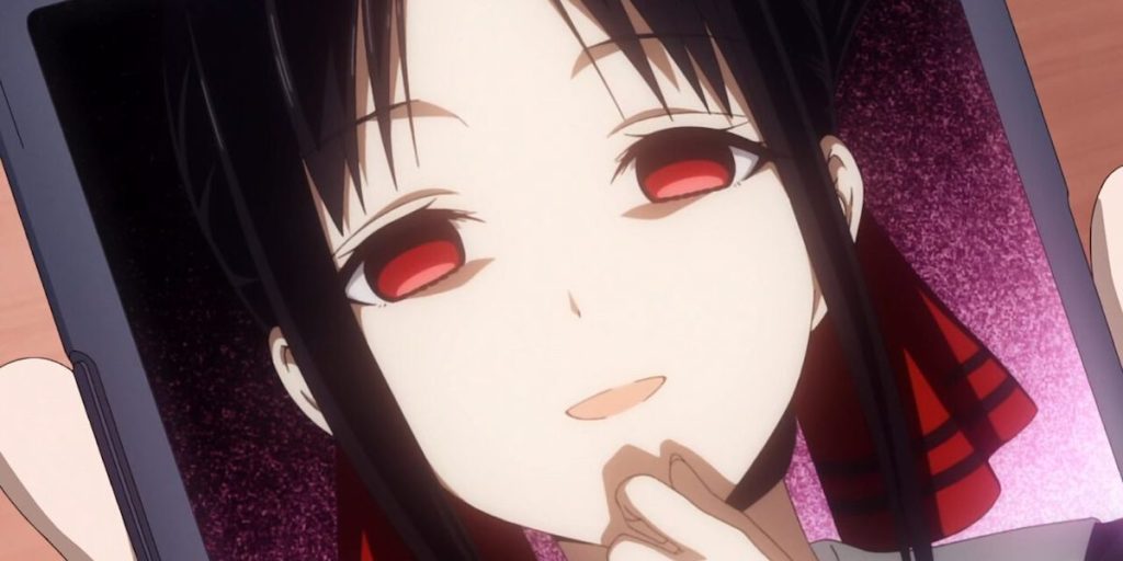 Close no rosto da protagonista Shinomiya Kaguya de Kaguya-sama wa Kokurasetai