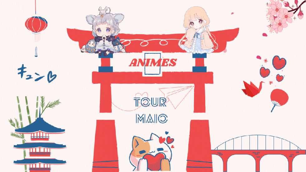 IIustração com elementos de animes em destaque para a capa no mês de maio