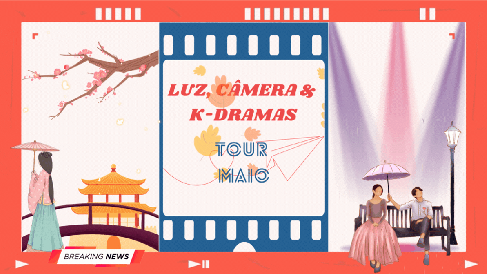 IIustração com elementos de K-dramas para a capa de destaques no mês de maio