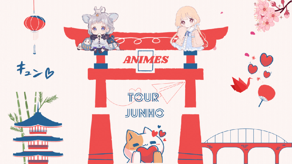 IIustração com elementos de animes em destaque para a capa no mês de junho