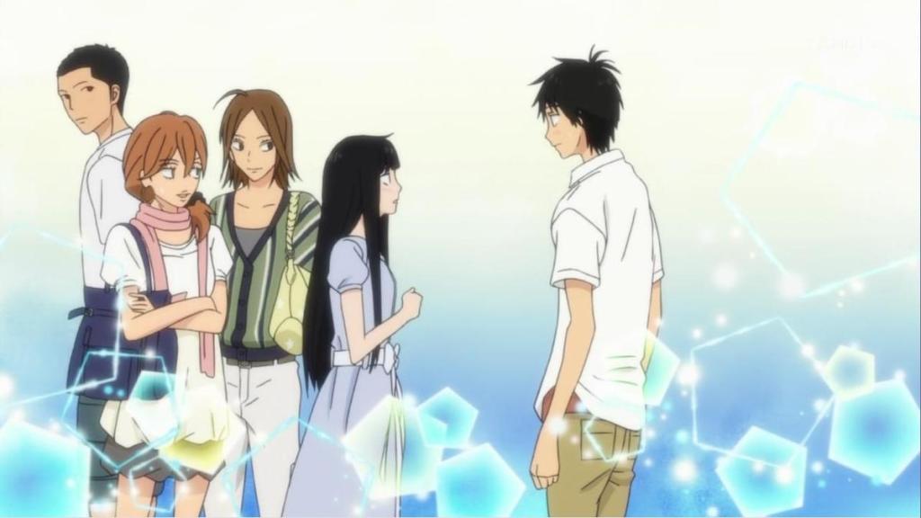 Imagem do anime Kimi ni Todoke com Ryuu, Ayane, Chizuru, Kuronuma e Kazehaya 