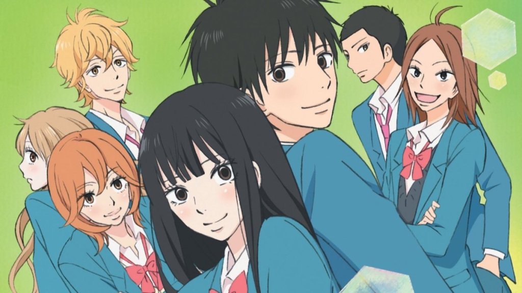 Imagem do anime Kimi ni Todoke com  Kento, Kurumizawa, Ayane, Kuronuma, Kazehaya, Ryuu e Chizuru