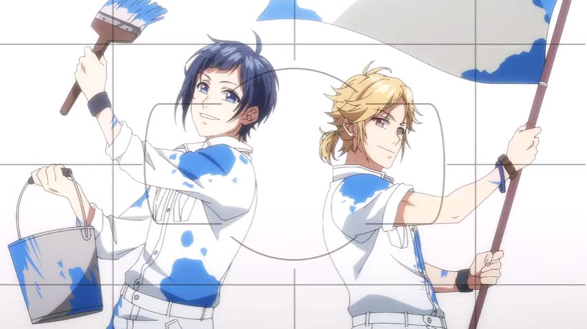 Cena do anime [Review] Heroine Tarumono! Kiraware Heroine to Naisho no Oshigoto com Yuujirou e Aizou posando para fotos de um comercial