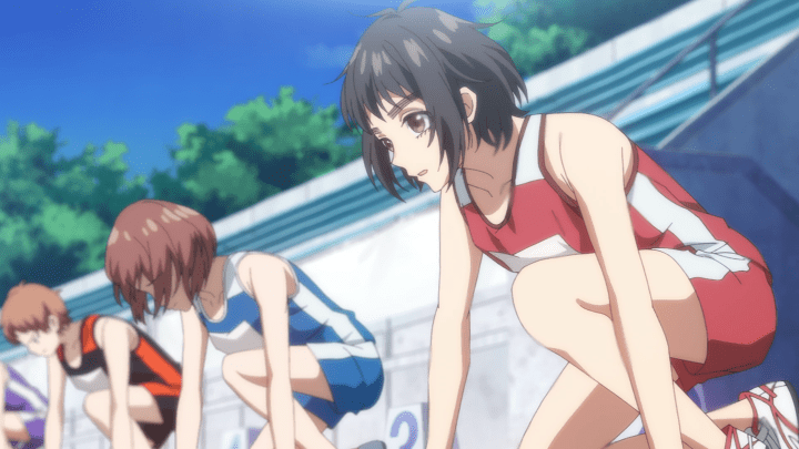 Cena do anime [Review] Heroine Tarumono! Kiraware Heroine to Naisho no Oshigoto com Suzumi prestes a competir em uma corrida com obstáculos