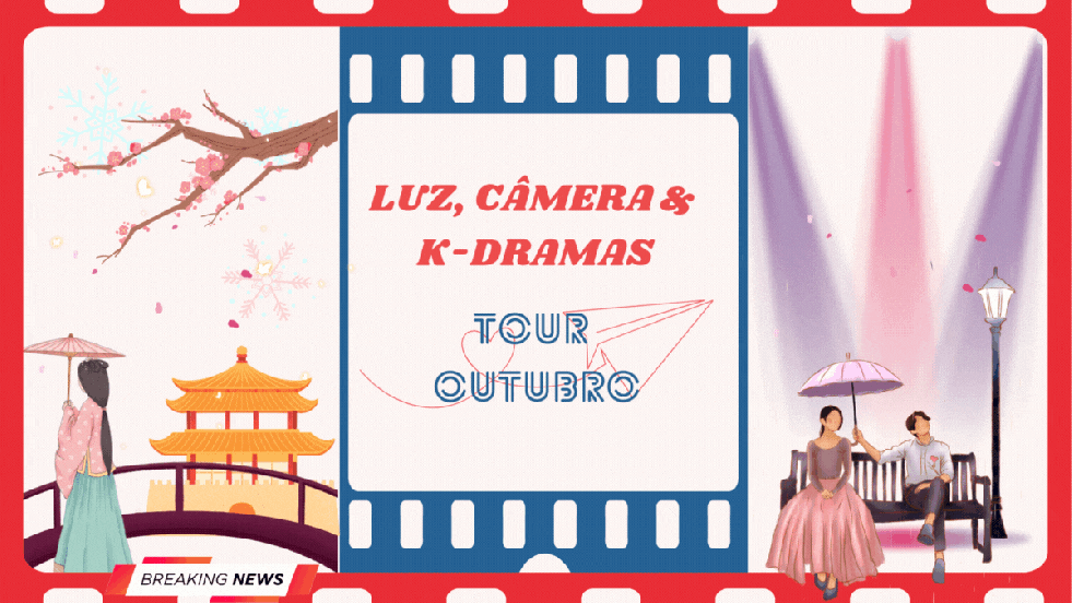 IIustração com elementos de K-dramas para a capa de destaques no mês de outubro