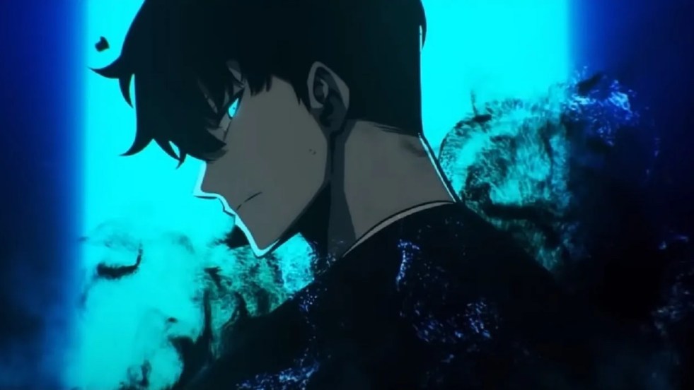 Imagem de Jinwoo de Solo Leveling com uma expressão nos olhos para afastar qualquer inimigo