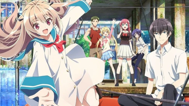 Cena do anime Atri: My Dear Moments com Atri, Natsuki e companhia