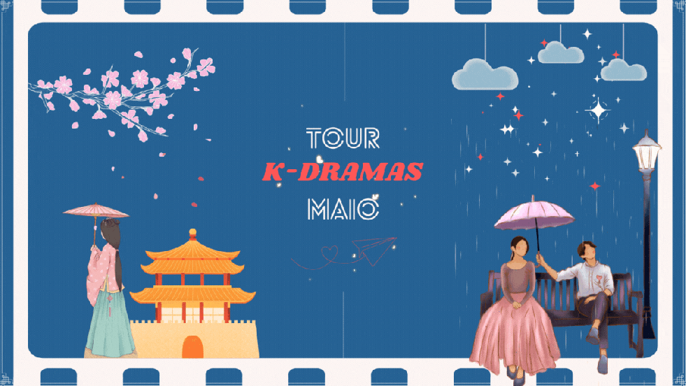 IIustração com elementos de K-dramas para a capa de destaques no mês de maio