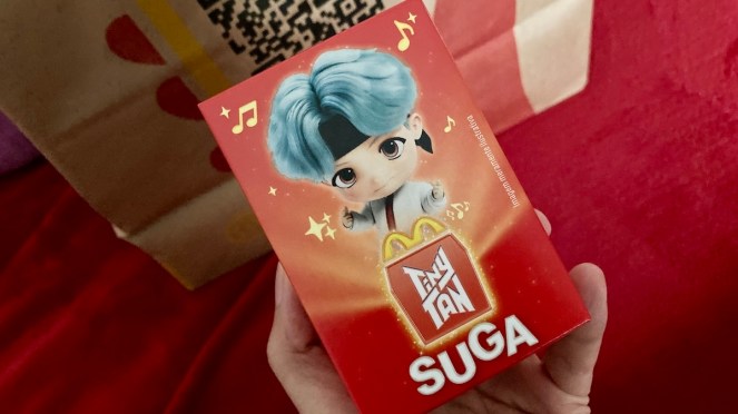 Coleção TinyTan BTS Mc Donald's: caixa do Suga da edição Especial