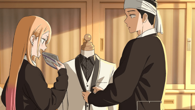 Marin e Gojo compartilham a cena enquanto criam um novo cosplay no anime My Dress Up Darling 2ª temporada