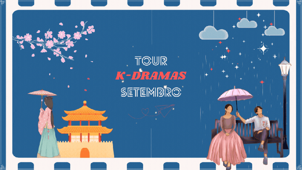 IIustração com elementos de K-dramas para a capa de destaques no mês de setembro