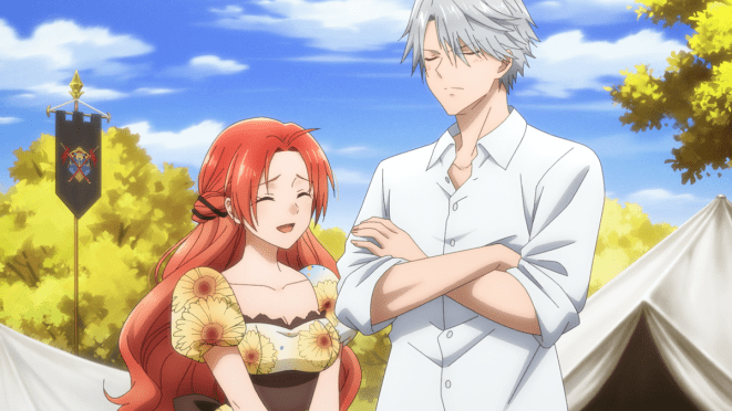 Cena do anime Akujiki Reijou to Kyouketsu Koushaku quando Melphie conhece Aristide