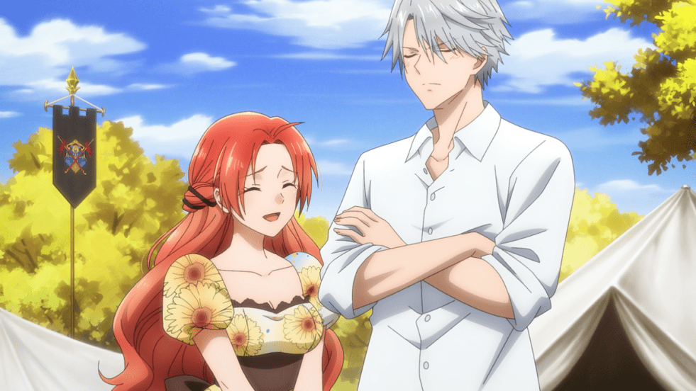 Cena do anime Akujiki Reijou to Kyouketsu Koushaku quando Melphie conhece Aristide