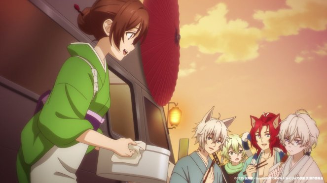 Aoi em Kakuriyo no Yadomeshi Ni servindo seus pratos aos ayakashi