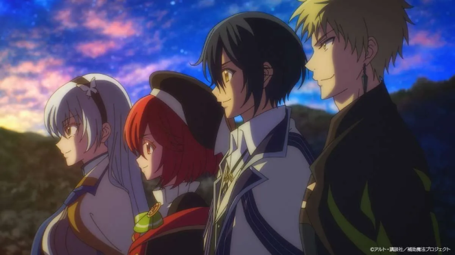 Review do anime Mikata ga Yowasugite Hojo Mahou ni Tesshiteita Kyuutei Mahoushi: personagens Krassia, Yorha, Alec e Ornest de perfil