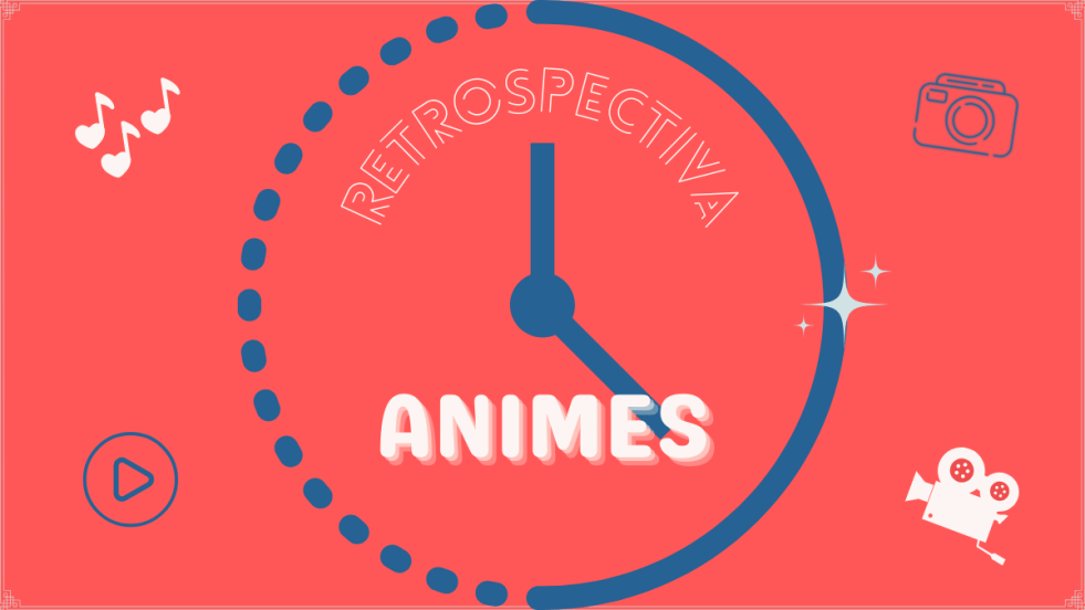 IIustração com elementos em animação para representar a retrospectiva dos melhores animes de 2025