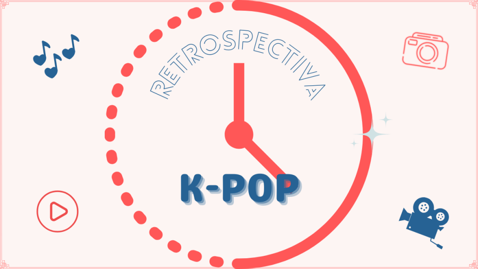 IIustração com elementos em animação para representar a retrospectiva das melhores músicas de k-pop de 2025