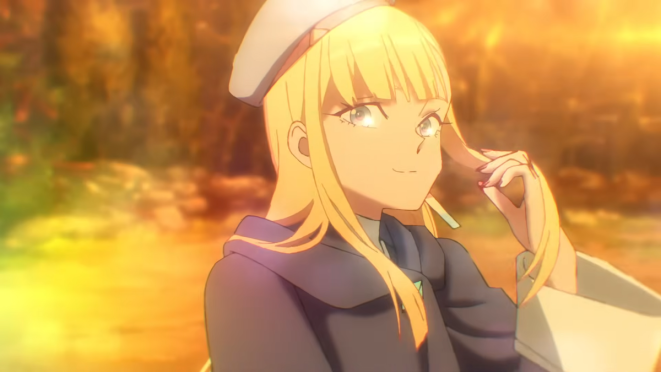 Review do anime Towa no Yugure: personagem Yugure em cenário pós-apocalíptico da P.A. Works com o rosto iluminado pelo sol