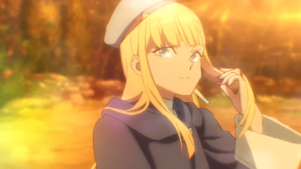 Review do anime Towa no Yugure: personagem Yugure em cenário pós-apocalíptico da P.A. Works com o rosto iluminado pelo sol