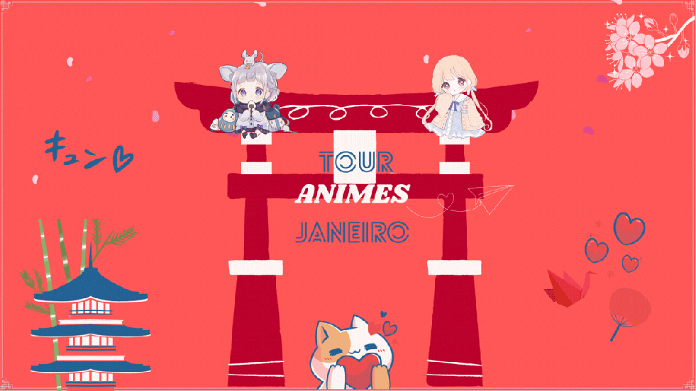 IIustração com elementos de animes em destaque para a capa no mês de janeiro de 2026