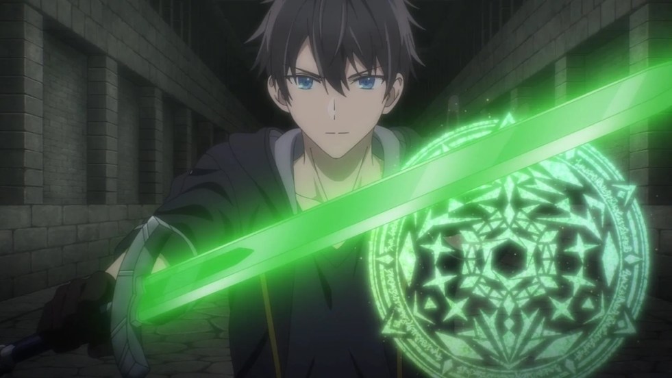 Review do anime Yuusha Party wo Oidasareta Kiyoubinbou (Jack-of-All-Trades, Party of None) com o personagem Orhun em modo combate com espada e magia